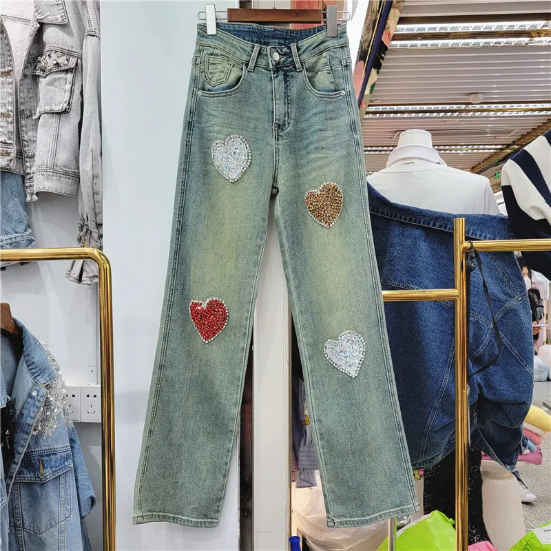 Spring Jeans 2023 New Slimming Washed Denim Pants Heavy Industry Beaded High Waist Straight Pants Denim Trousers for Women Jean
Spring Jeans 2023 New Slimming Washed Denim Pants Heavy Industry Beaded High Waist Straight Pants Denim Trousers for Women Jean