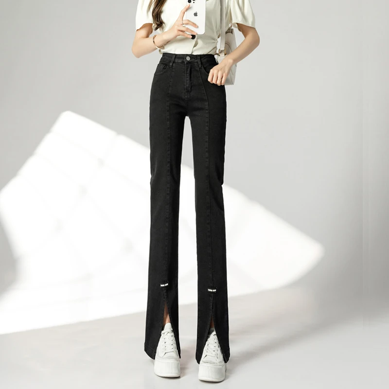 2022 Spring And Summer Women's New Style Slit Micro-Bladed Jeans Women's High Waist Tight Elastic Flared Pants
2022 Spring And Summer Women's New Style Slit Micro-Bladed Jeans Women's High Waist Tight Elastic Flared Pants