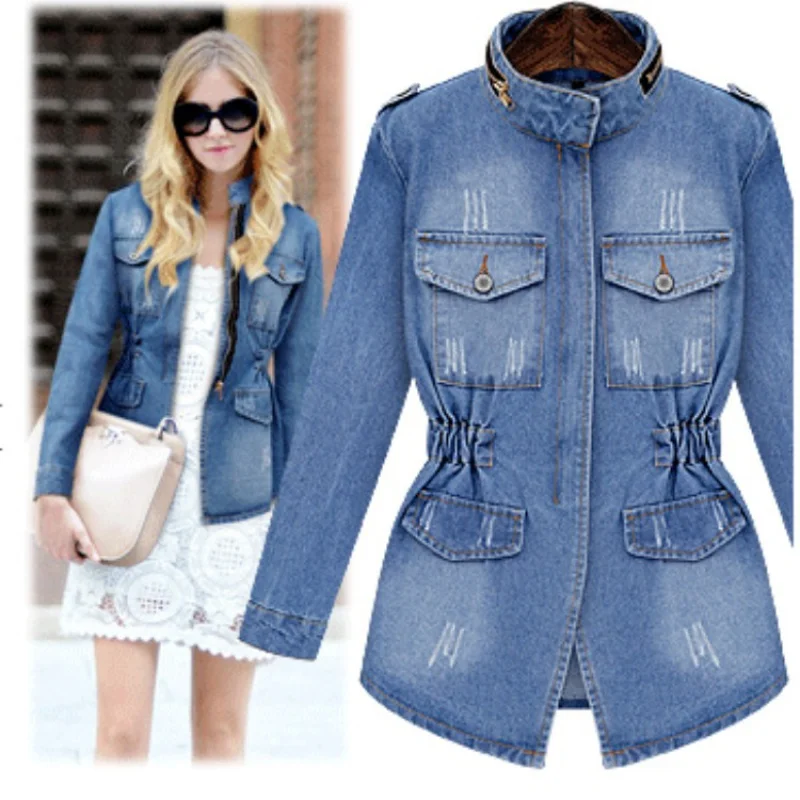 Новая женская одежда, винтажное потертое облегающее джинсовое пальто
Новая женская одежда, винтажное потертое облегающее джинсовое пальто