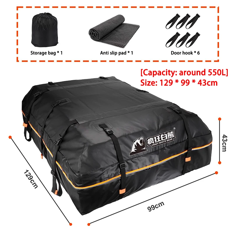 Уличный водонепроницаемый багажник для крыши автомобиля 550L 20-дюймовая сумка на крышу автомобиля Портативный и складной ящик для хранения на крышу автомобиля Сумка для багажа внедорожника 
Уличный водонепроницаемый багажник для крыши автомобиля 550L 20-дюймовая сумка на крышу автомобиля Портативный и складной ящик для хранения на крышу автомобиля Сумка для багажа внедорожника