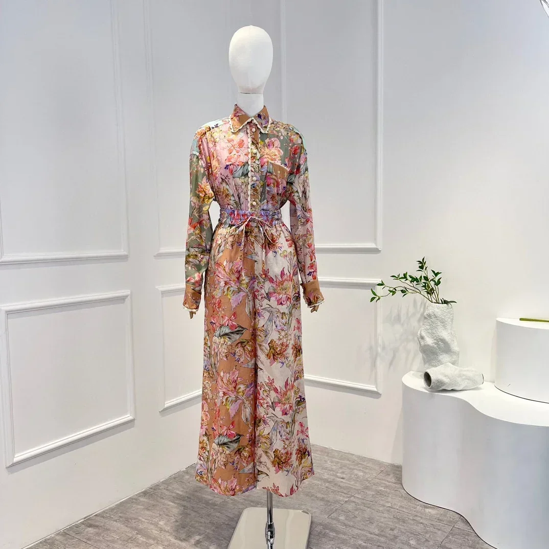 Pure Linen 2023 Spring New Top Quality Floral Printing Vintage Loose Blouse Midi Wide Leg Pants Matching Sets for Woman
Pure Linen 2023 Spring New Top Quality Floral Printing Vintage Loose Blouse Midi Wide Leg Pants Matching Sets for Woman