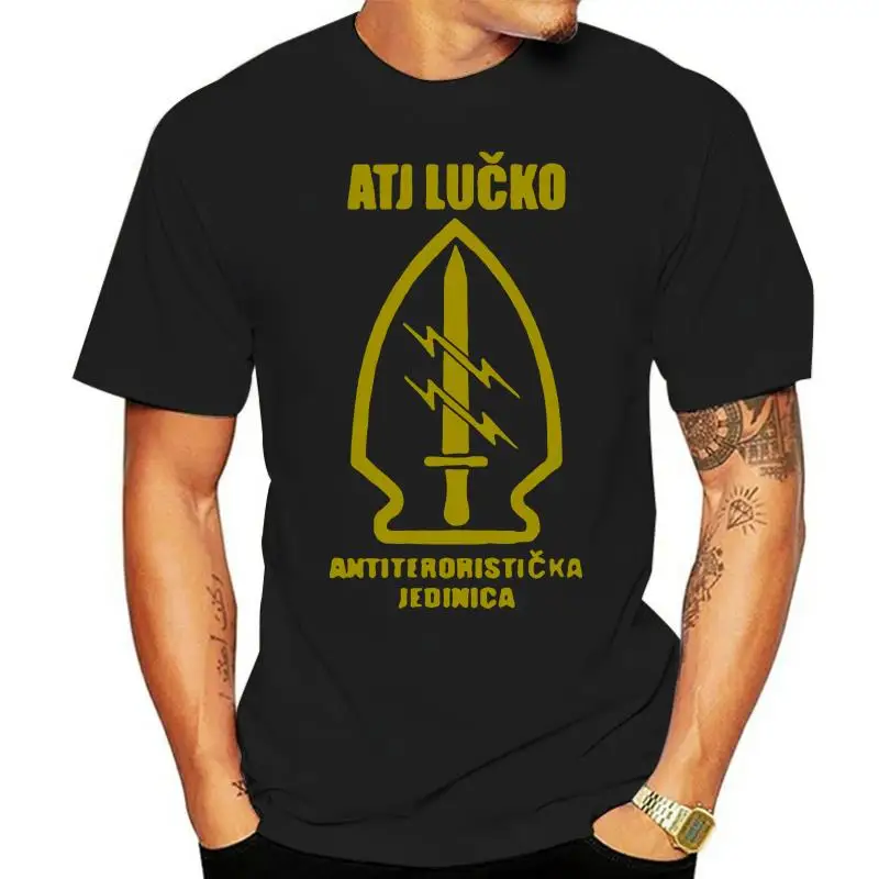 

2022 Kurzarm Baumwolle Mann Kleidung Neue ATJ LUCKO Kroatische Anti Terrorismus Spezielle Kraft Specijalna Policija T-shirt