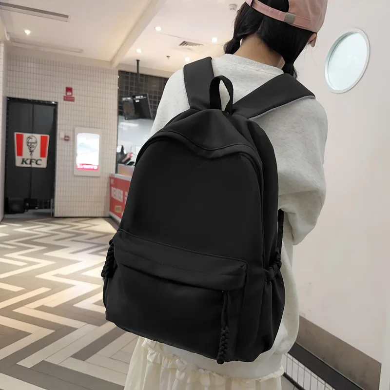 

Простой Школьный ранец для женщин, корейский мужской однотонный рюкзак, модный вместительный рюкзак для учеников старших классов осени