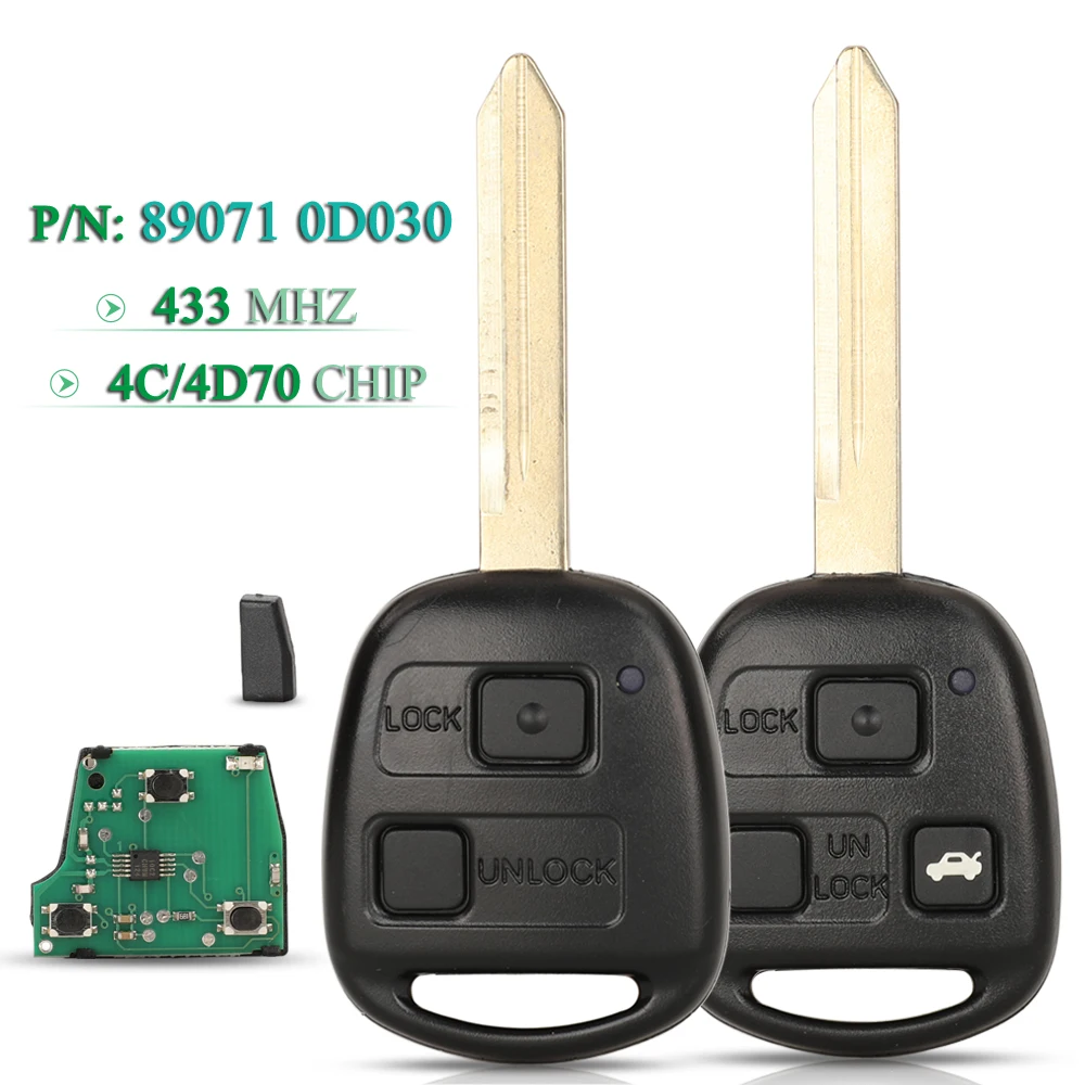 Jingyuqin 89071-0D030 дистанционный Автомобильный ключ сигнализации 433 МГц 4D70/4C Чип для Toyota Yaris Avensis Corolla Fob Uncut TOY47 Blade
Jingyuqin 89071-0D030 дистанционный Автомобильный ключ сигнализации 433 МГц 4D70/4C Чип для Toyota Yaris Avensis Corolla Fob Uncut TOY47 Blade