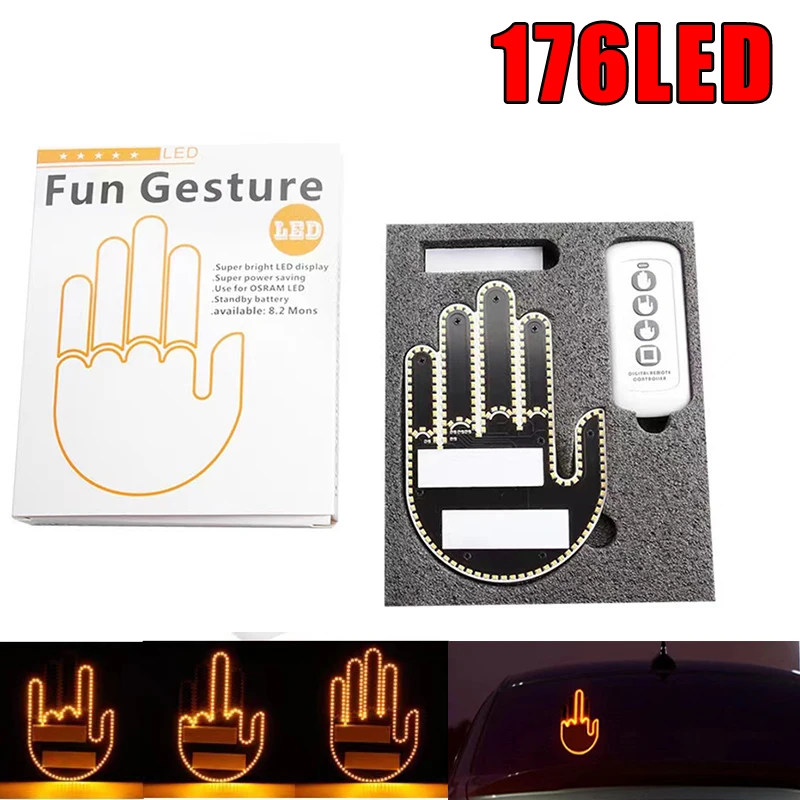 Funny Car Finger Light With Remote Hand Gesture Sign Light Glow Panel Auto Signal Lamp Middle Gesture Hand Lamp For Rear Window
Funny Car Finger Light With Remote Hand Gesture Sign Light Glow Panel Auto Signal Lamp Middle Gesture Hand Lamp For Rear Window