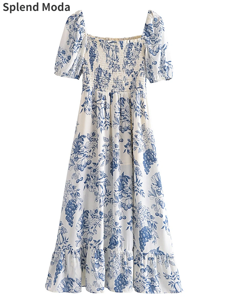 Splend Moda New 2022 Summer Women Vintage Fruit Floral Print Square Neck Puff Sleeves Elastic Sexy Side Slit Long Midi Dress
Splend Moda New 2022 Summer Women Vintage Fruit Floral Print Square Neck Puff Sleeves Elastic Sexy Side Slit Long Midi Dress