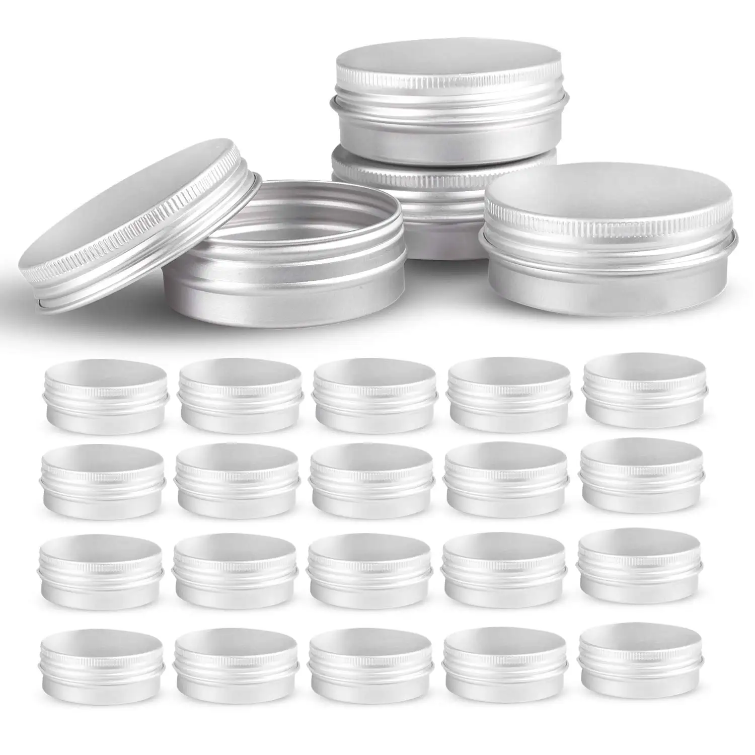 

Aluminum Tin Jars,32 Pcs 5ml 10ml 15ml Round Cosmetic Sample Metal Tins Storage Jar Containers for Lip Balm Candles DIY Crafts