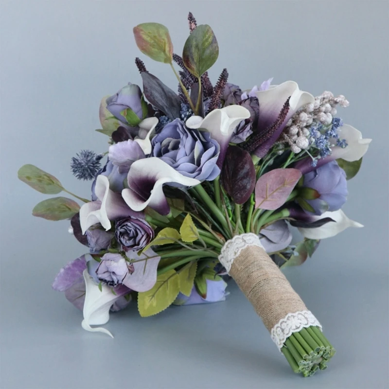 Artificial Flower Bouquet Simulation Purple Gray Flowers Ornament Supplies for Wedding Engagement Ceremony Party
Artificial Flower Bouquet Simulation Purple Gray Flowers Ornament Supplies for Wedding Engagement Ceremony Party