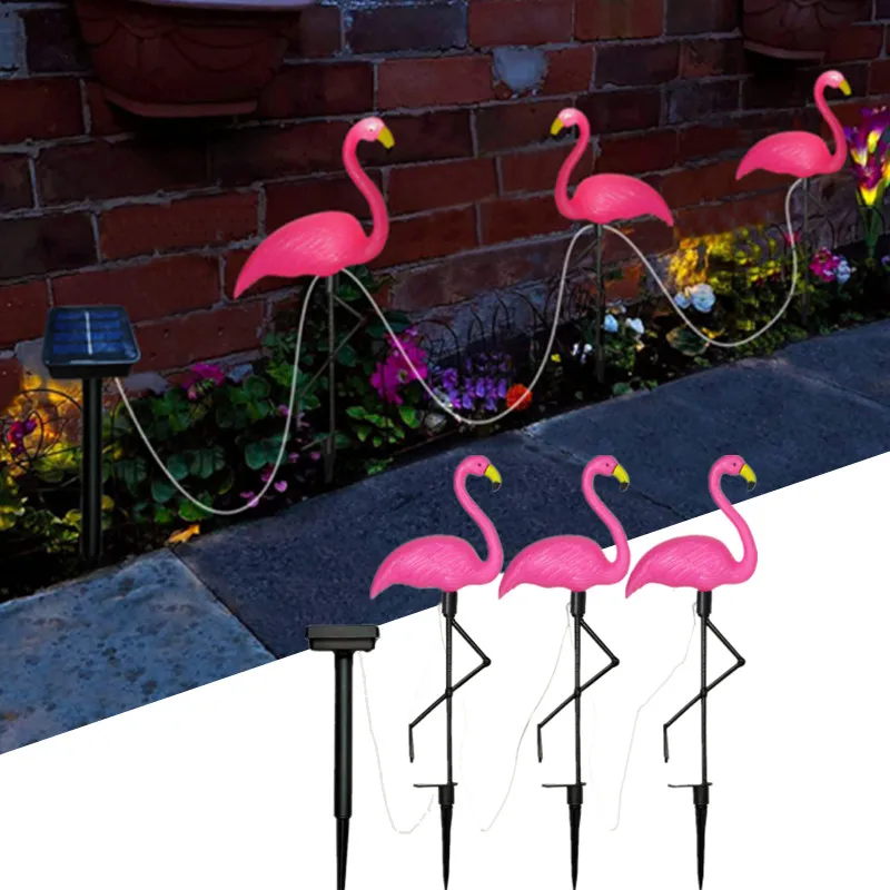 

1/3pcs/ Set Solar Flamingo Lawn Lamp Outdoor Waterproof Garden Light Decorative Pathway Stake Light for Yard Walkway Patio Decor