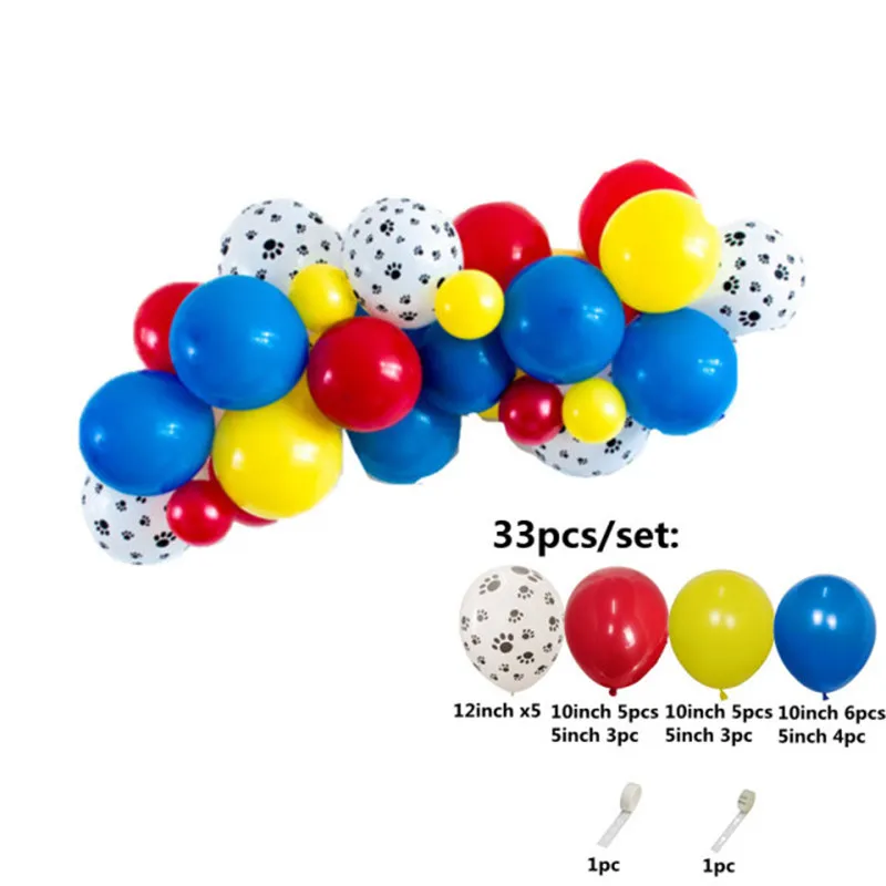 33pcs Paw Cow Balloons Arch Balloons Red Blue Yellow Globos Dog Ballons for Patrol Themed globos pets Birthday Party Decor
33pcs Paw Cow Balloons Arch Balloons Red Blue Yellow Globos Dog Ballons for Patrol Themed globos pets Birthday Party Decor