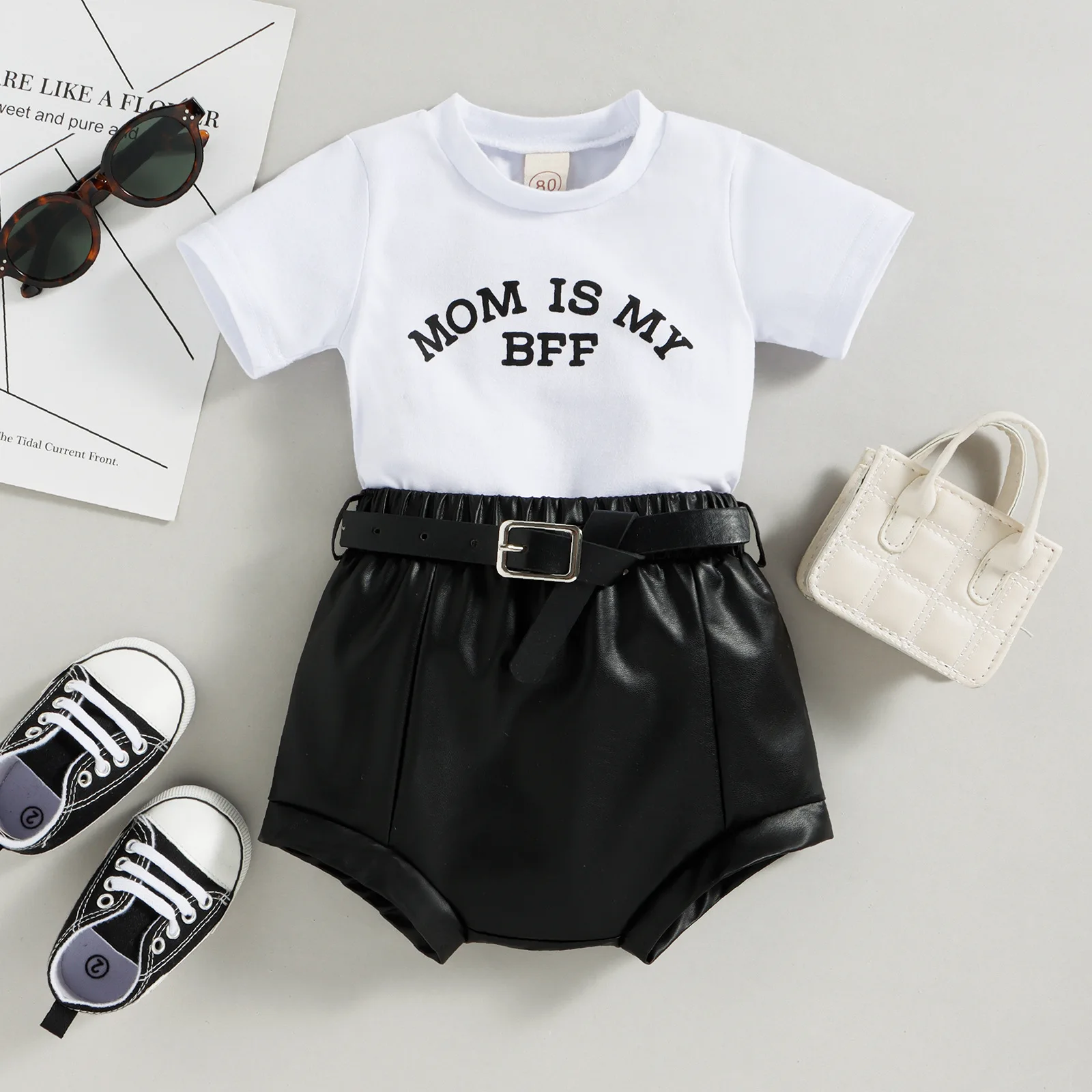 Baby Girl Clothes Children Summer Outfits Infant Letter Print T-shirt + Leather Shorts 2pcs Set Toddler Casual Clothing Sets
Baby Girl Clothes Children Summer Outfits Infant Letter Print T-shirt + Leather Shorts 2pcs Set Toddler Casual Clothing Sets