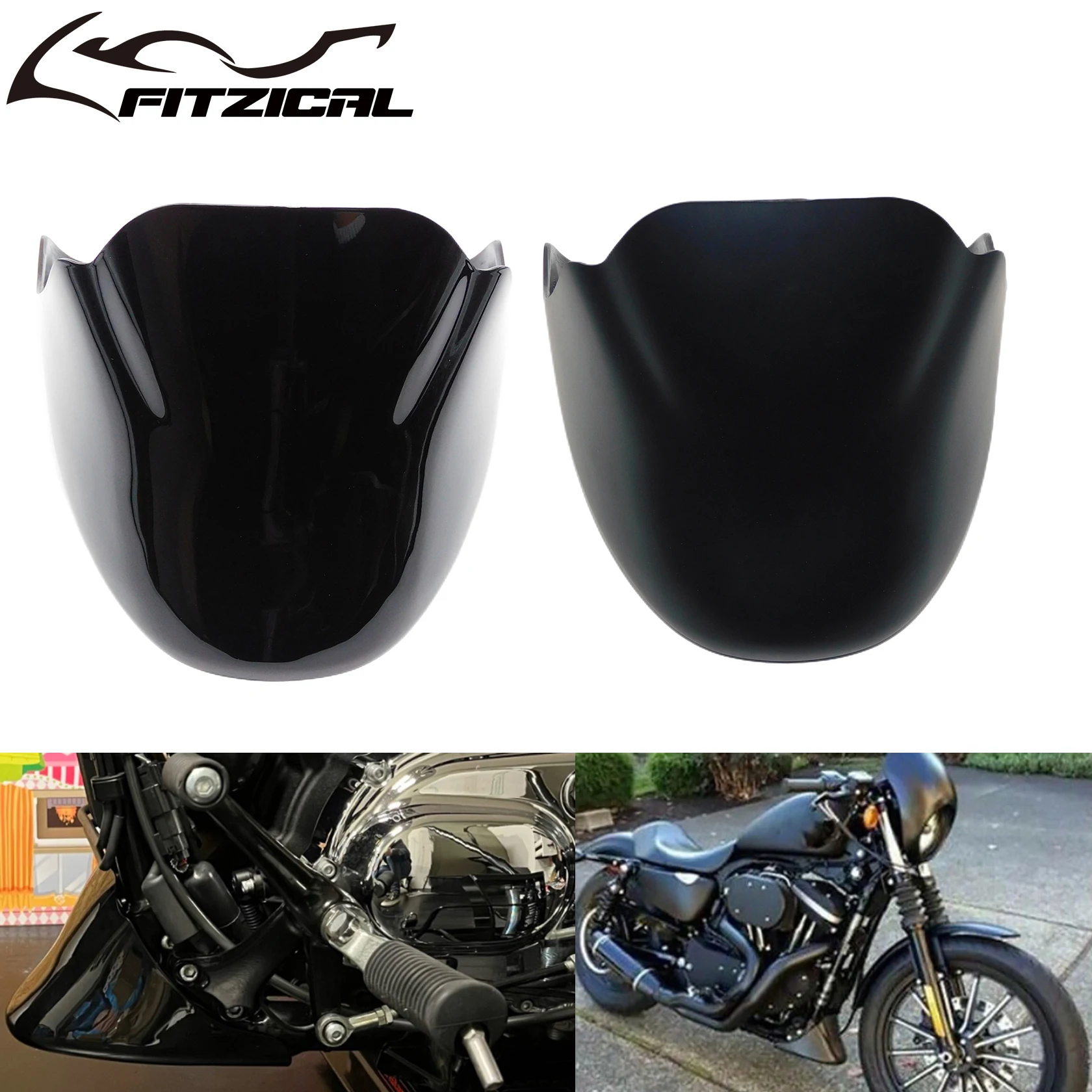 Передний нижний спойлер для мотоцикла брызговик блеск/матовый черный Harley Sportster XL