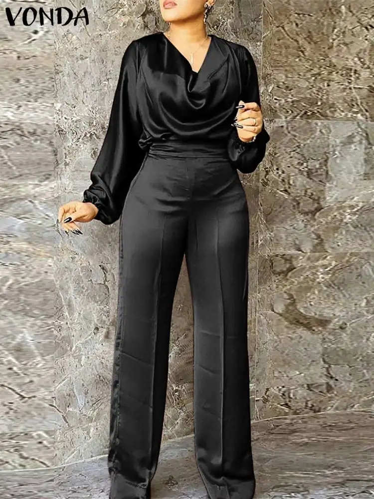 VONDA Elegant Long Jumpsuits 2022 Casual Pleated Dungaree Women Sexy V Neck Puff Sleeve Romper Slik Wide Leg Overalls Oversize
VONDA Elegant Long Jumpsuits 2022 Casual Pleated Dungaree Women Sexy V Neck Puff Sleeve Romper Slik Wide Leg Overalls Oversize