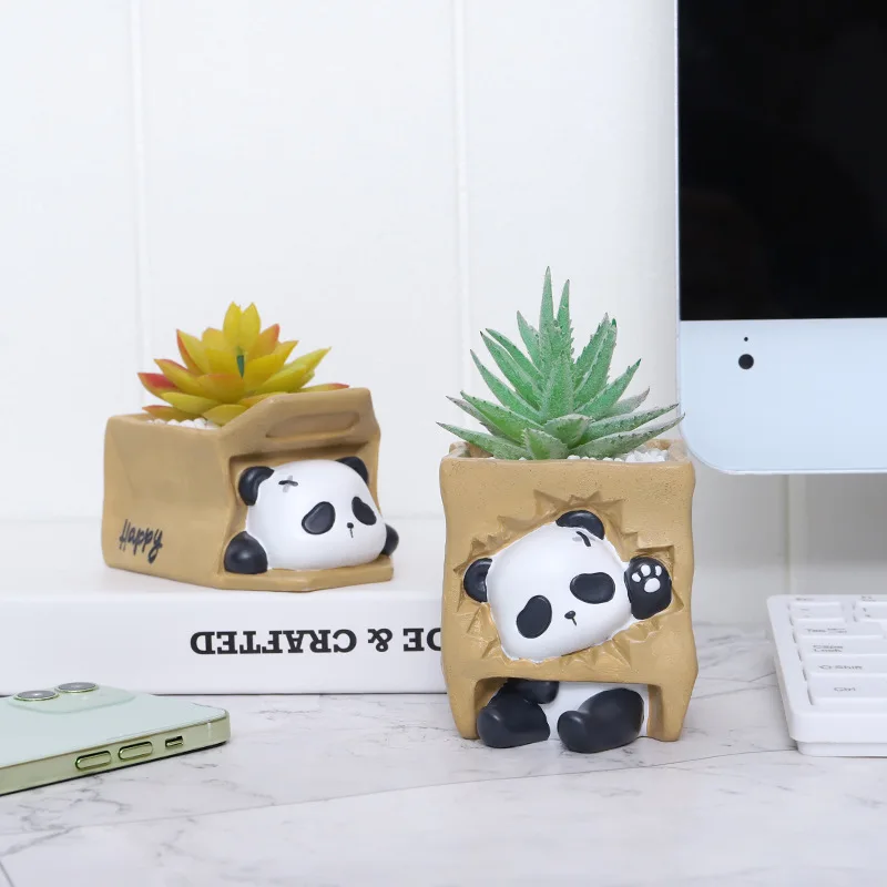 Desktop Fun Cartoon Panda Meaty Flower Pot Resin Creative Home Horticultural Container Flower Set Desktop Potting plant pots
Desktop Fun Cartoon Panda Meaty Flower Pot Resin Creative Home Horticultural Container Flower Set Desktop Potting plant pots