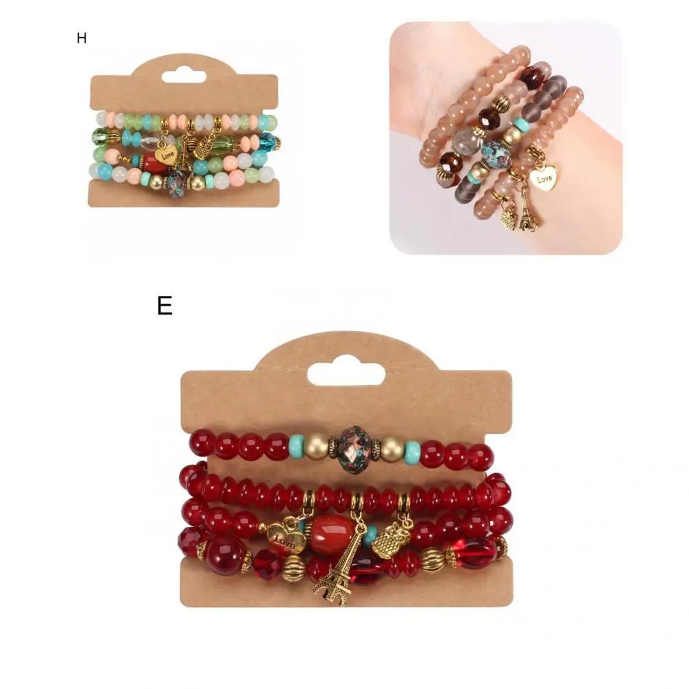 Gift 4Pcs/Set Casual Heart Dangle Tassel Multicolor Bracelets Elastic Rope Boho Bracelets Simple for Date
Gift 4Pcs/Set Casual Heart Dangle Tassel Multicolor Bracelets Elastic Rope Boho Bracelets Simple for Date