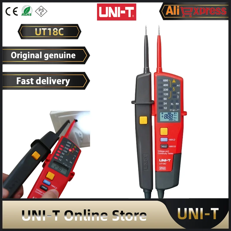 Тестер напряжения и непрерывности UNI-T UT18C 0 ~ 690 В, тестеры напряжения постоянного и переменного тока, ЖК-дисплей, Автоматический диапазон, вод...
Тестер напряжения и непрерывности UNI-T UT18C 0 ~ 690 В, тестеры напряжения постоянного и переменного тока, ЖК-дисплей, Автоматический диапазон, вод...