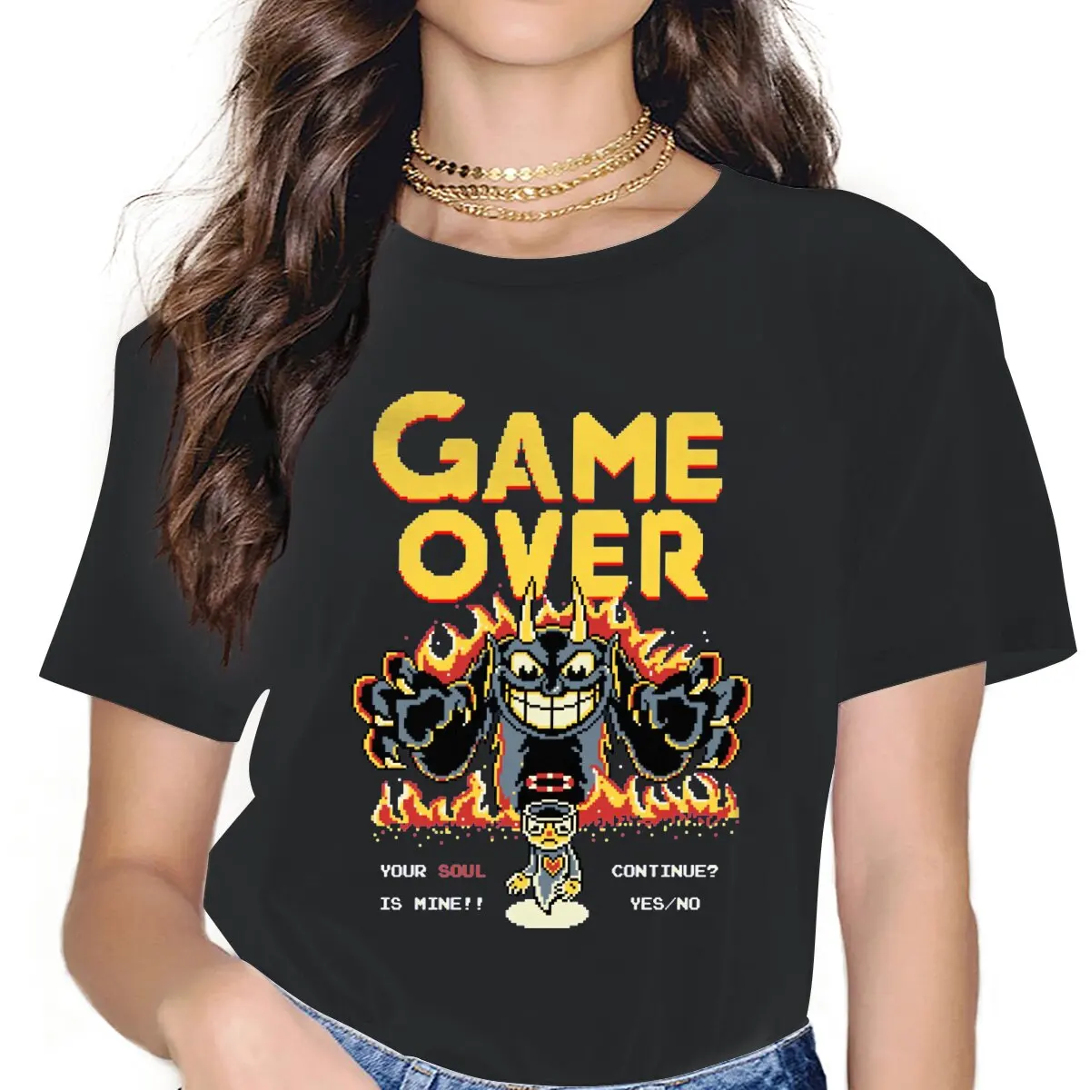 Game Over Pixel Art Female Shirts Cuphead Mugman Game Loose Vintage Women Clothes Harajuku Casual Feminine Blusas
Game Over Pixel Art Female Shirts Cuphead Mugman Game Loose Vintage Women Clothes Harajuku Casual Feminine Blusas