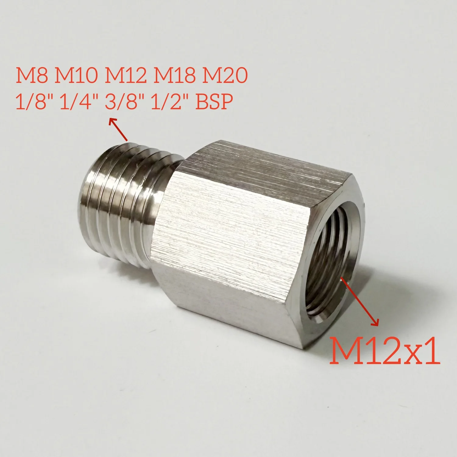 Переходник фитинга из нержавеющей стали 304 M12x1 на M8 M10 M12 M14 M18 M20 1/8" 1/4" 1/2" BSP
Переходник фитинга из нержавеющей стали 304 M12x1 на M8 M10 M12 M14 M18 M20 1/8" 1/4" 1/2" BSP