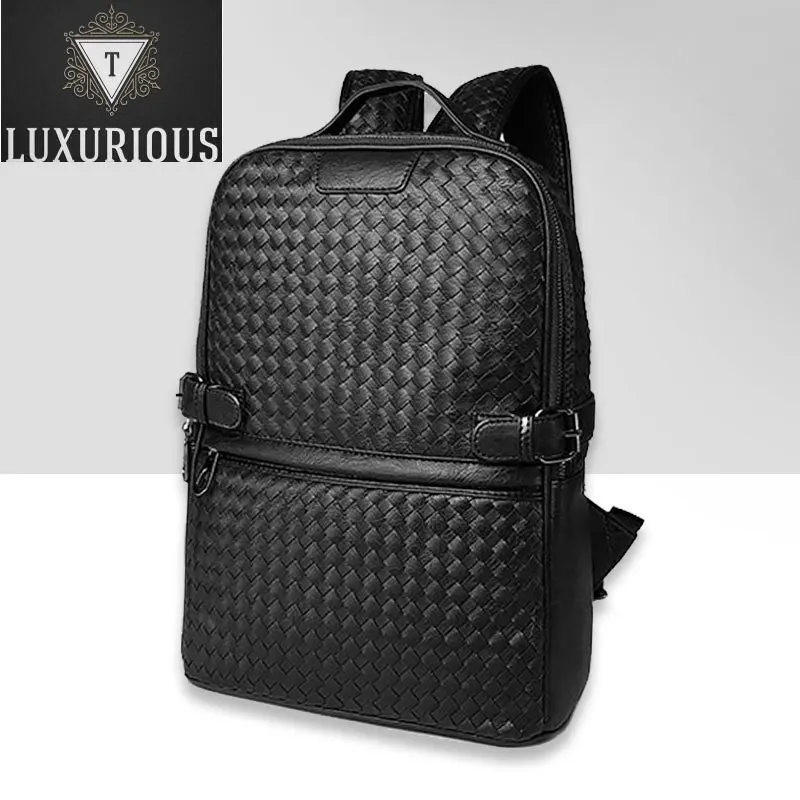 Fashion Leather Backpack Men Large Capacity Laptop Travel Women Mountaineering s Advanced Handmade Knitting Bag For Male 
Fashion Leather Backpack Men Large Capacity Laptop Travel Women Mountaineering s Advanced Handmade Knitting Bag For Male