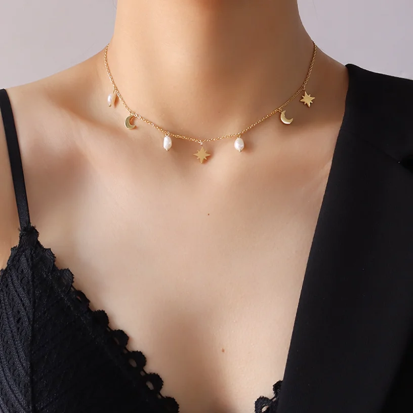 New Star And Moon Freshwater Pearl Tassel Necklace For Women Clavicle Chain Stainless Steel Designer Jewelry Luxury Quality Gift
New Star And Moon Freshwater Pearl Tassel Necklace For Women Clavicle Chain Stainless Steel Designer Jewelry Luxury Quality Gift