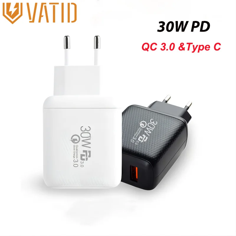 VATID 30W USB Charger PD Charger Type C Fast Charging Charger Quick Charger Adapter Wall Adapter for iPhone 11 Galaxy Huawei
VATID 30W USB Charger PD Charger Type C Fast Charging Charger Quick Charger Adapter Wall Adapter for iPhone 11 Galaxy Huawei