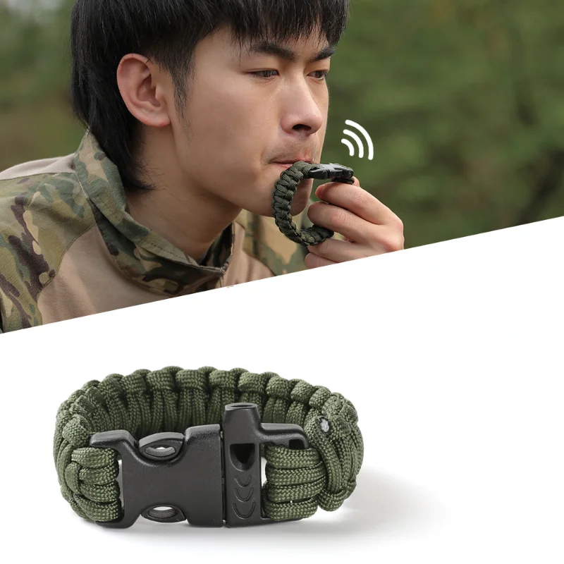 

Nine Core Reflective Paracord Escape Emergency Glowing Plaited Rope EDC Survival Saving Bracelet with Whistle Tools Camp