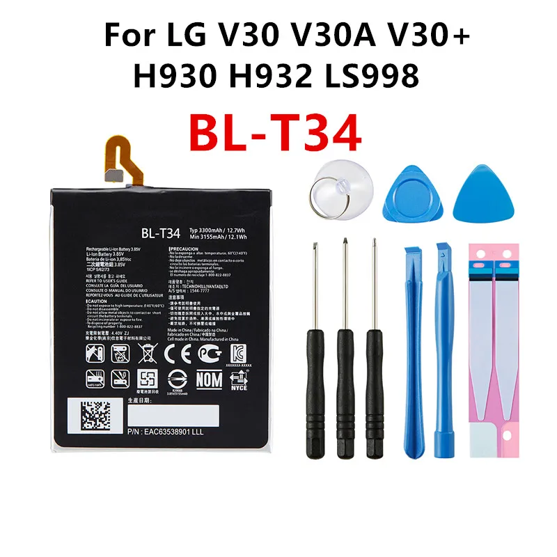 

Original BL-T34 3300mAh Replacement Battery For LG V30 V30A V30+ H930 H932 LS998 T34 BLT34 Mobile phone Batteries+Tools