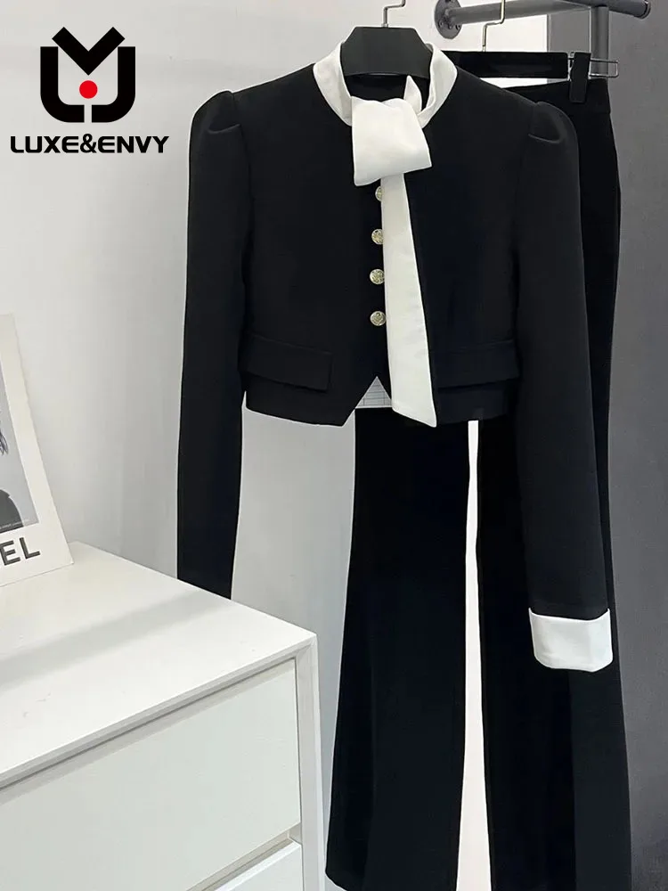 Роскошный очаровательный черный комплект пальто & ENVY, новинка, Осенние Облегающие расклешенные брюки с высокой талией для женщин, Яркий Женский костюм для сестры, осень 2023 
Роскошный очаровательный черный комплект пальто & ENVY, новинка, Осенние Облегающие расклешенные брюки с высокой талией для женщин, Яркий Женский костюм для сестры, осень 2023