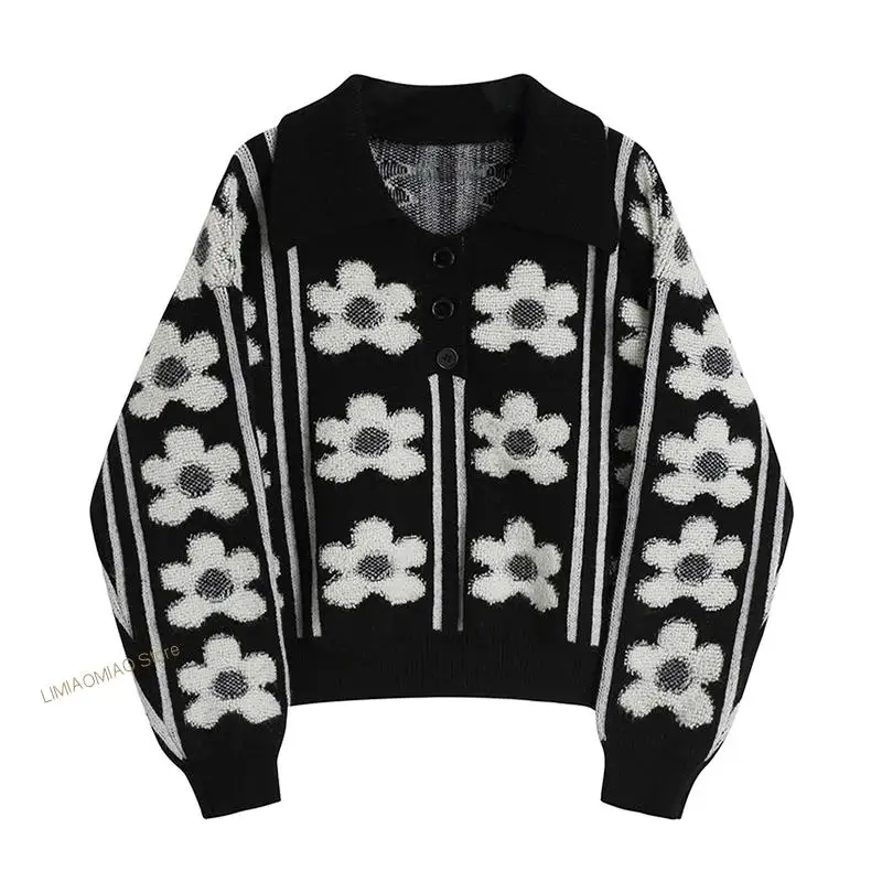 2022 Korean Lady Vintage Sweet Sweater Autumn Lapel Three-Dimensional Flower Single-Breasted Long-Sleeve Knitted Pullover Female
2022 Korean Lady Vintage Sweet Sweater Autumn Lapel Three-Dimensional Flower Single-Breasted Long-Sleeve Knitted Pullover Female
