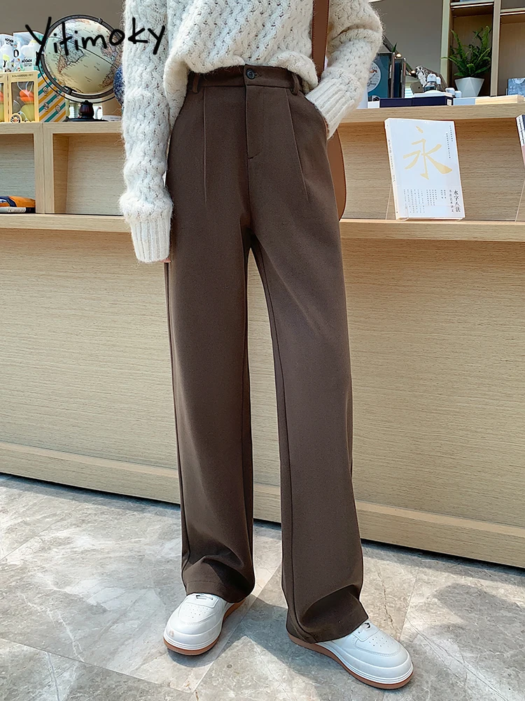 Yitimoky Woolen Pants for Women Office Lady High Waist Clothes Work Black Coffee Full Length Trousers Korean Fashion Bottoms New
Yitimoky Woolen Pants for Women Office Lady High Waist Clothes Work Black Coffee Full Length Trousers Korean Fashion Bottoms New