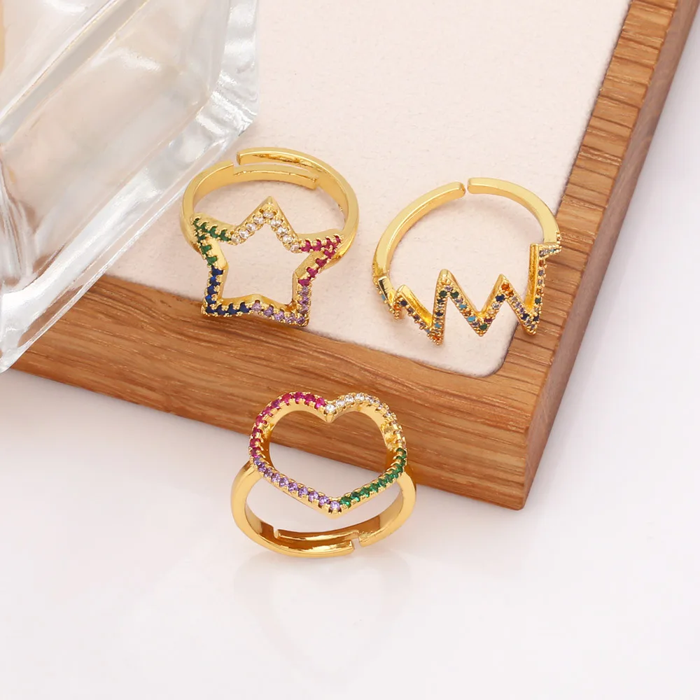 Vlen Luxury Hollow Colored Zircon Star Heart Engagement Rings for Women Gold Plated CZ Crown Rings for Women Anillos Mujer
Vlen Luxury Hollow Colored Zircon Star Heart Engagement Rings for Women Gold Plated CZ Crown Rings for Women Anillos Mujer