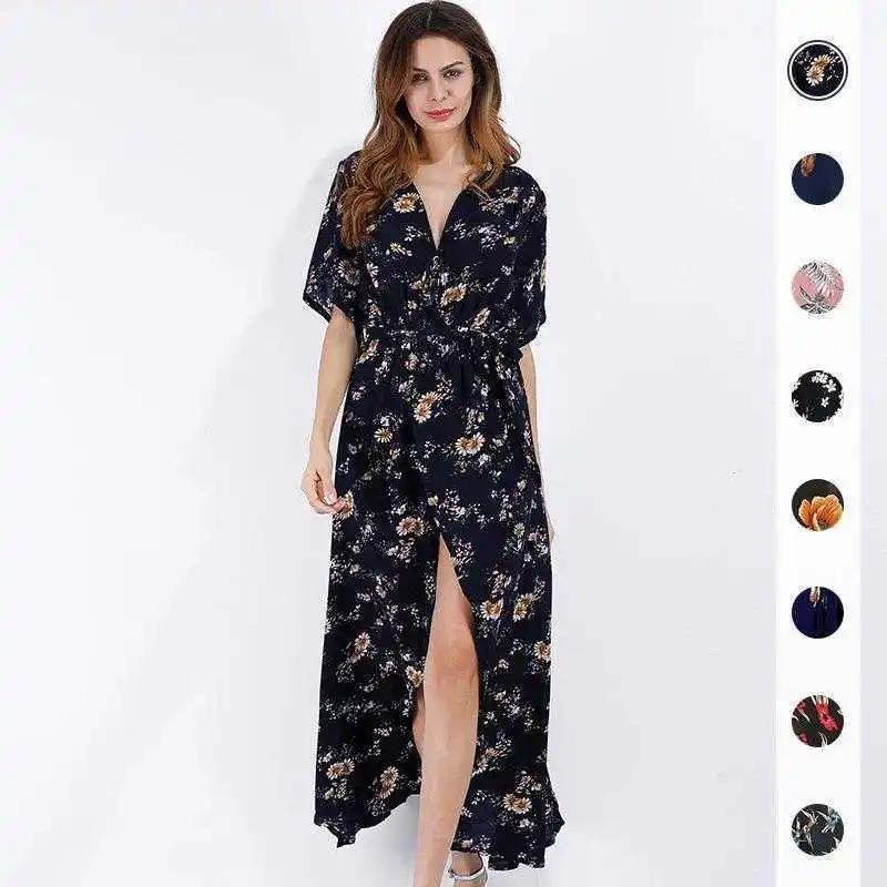 Summer Womens Short Sleeve Floral Dresses Skirt Vacation One Piece French Style V Neck Dress
Summer Womens Short Sleeve Floral Dresses Skirt Vacation One Piece French Style V Neck Dress