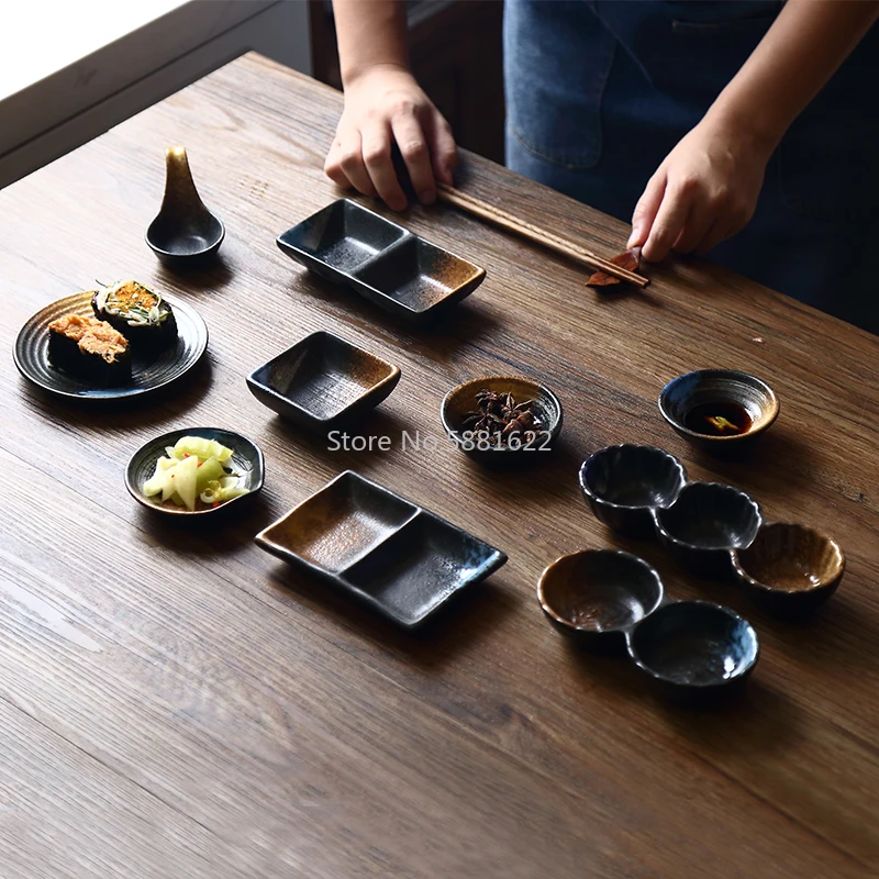 

Керамическая тарелка для соуса в японском стиле, круглая, квадратная, Керамическая маленькая тарелка для приправ дома, отеля, конфетная тарелка для приправ