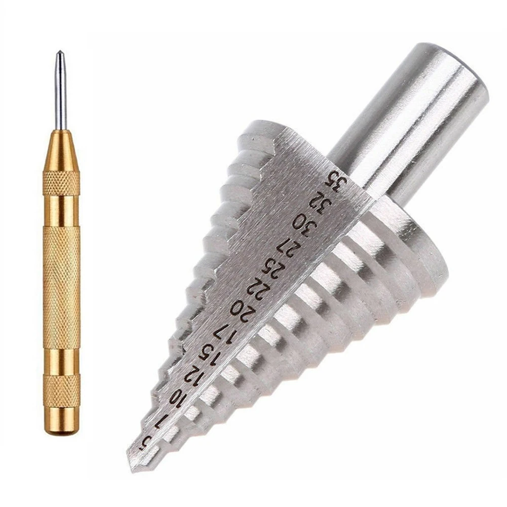 5-35mm Step Cone Drill Bit HSS 13 Steps Hole Cutter With Automatic Center Punch For Woodworking Tools Accessories
5-35mm Step Cone Drill Bit HSS 13 Steps Hole Cutter With Automatic Center Punch For Woodworking Tools Accessories