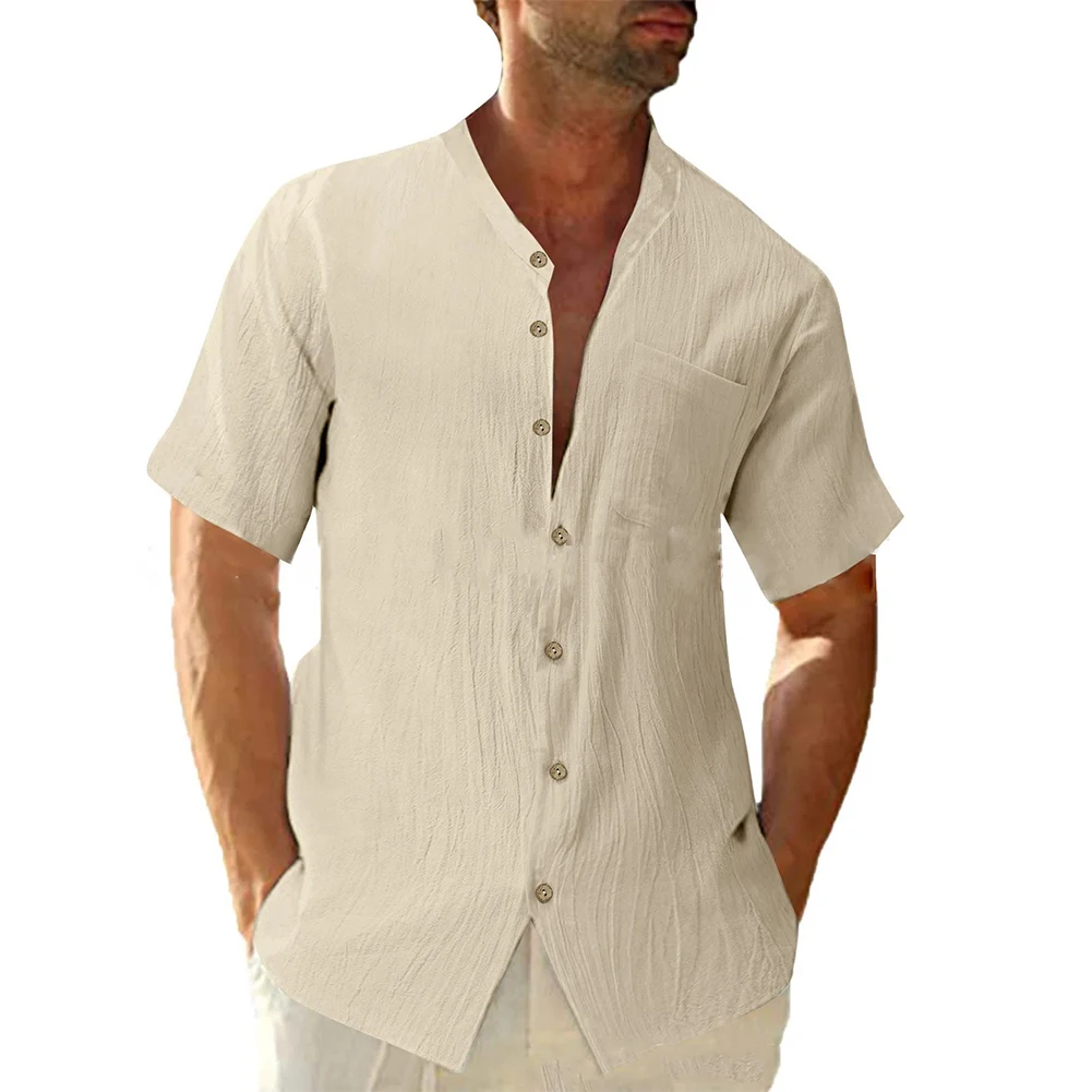 Casual Mens Linen Solid Color Short Sleeve Hawaiian Button Down Shirts Beach Tops Blouse Shirts Clothing For Man
Casual Mens Linen Solid Color Short Sleeve Hawaiian Button Down Shirts Beach Tops Blouse Shirts Clothing For Man