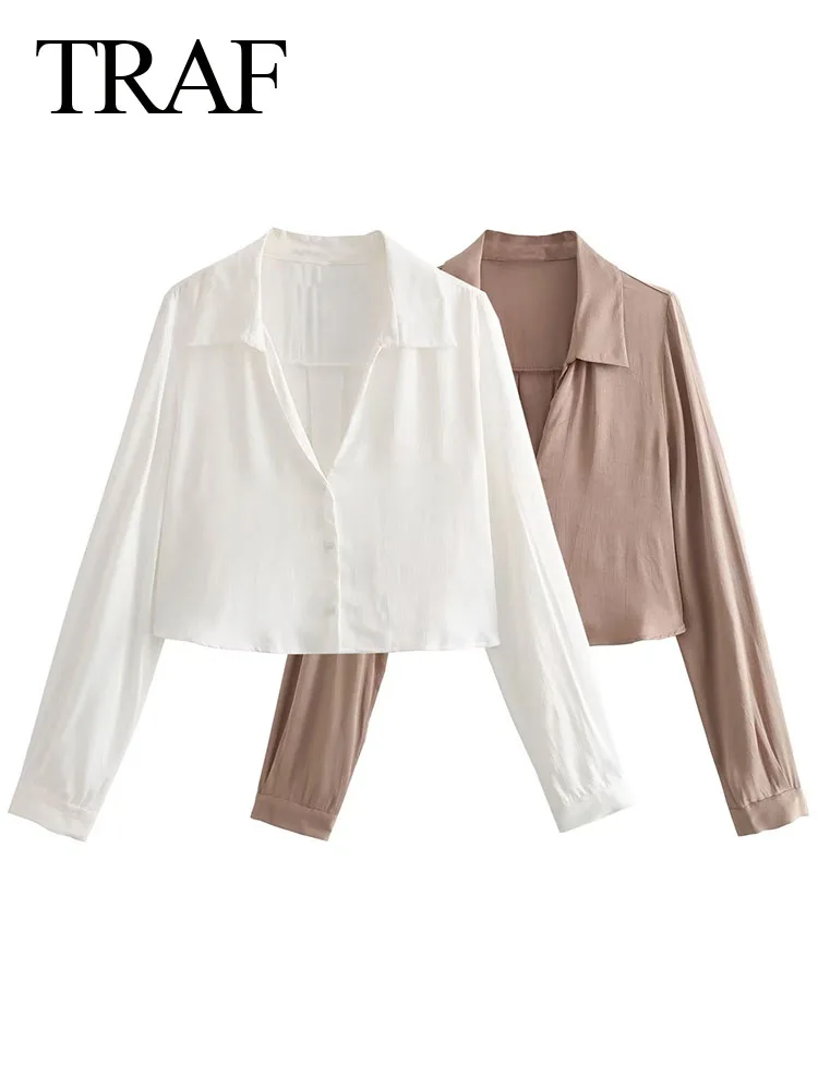 TRAF 2023 Women Fashion Summer Casual Shirts Solid Color Turn-Down Collar Long Sleeve Single Breasted Female Vintag Blouse
TRAF 2023 Women Fashion Summer Casual Shirts Solid Color Turn-Down Collar Long Sleeve Single Breasted Female Vintag Blouse