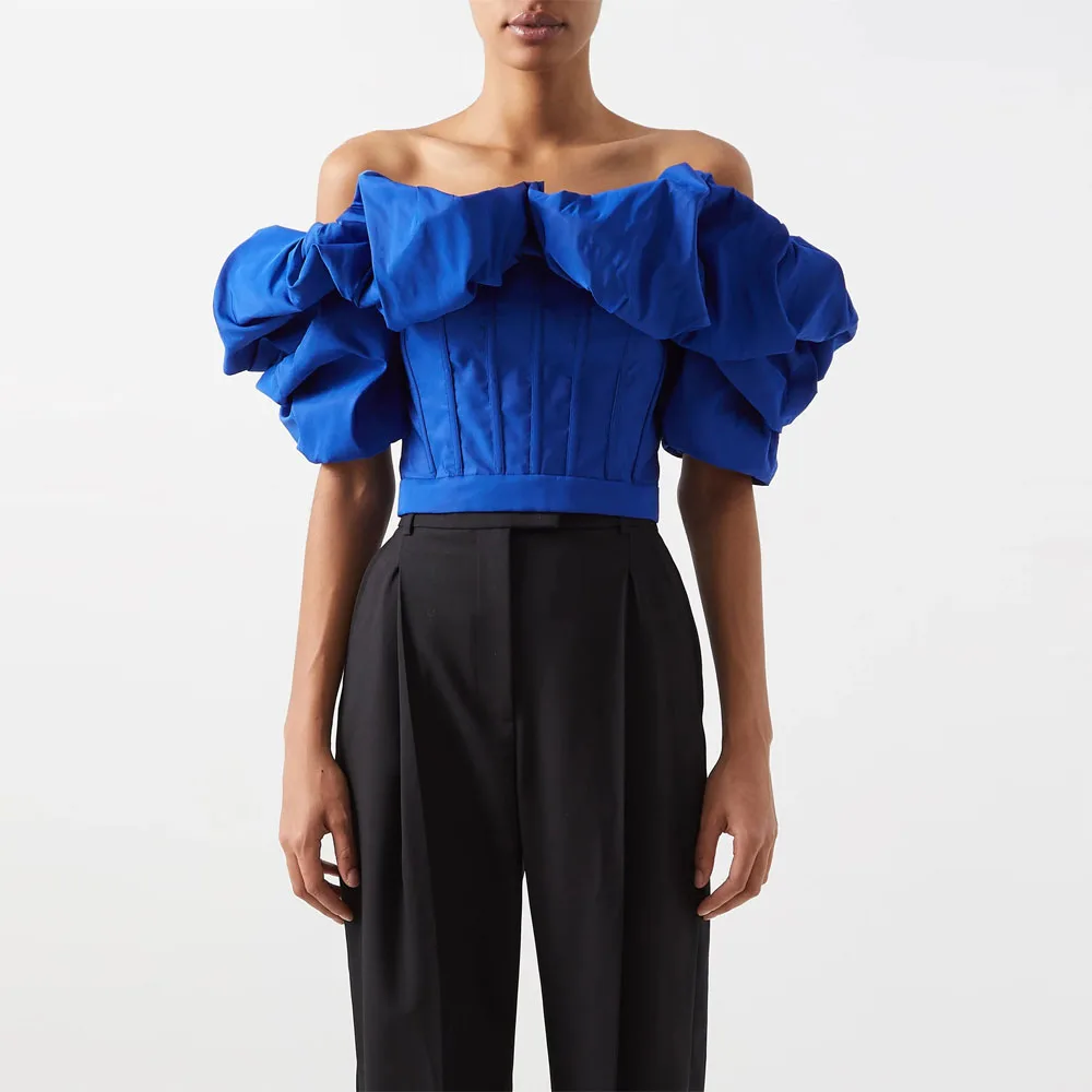 Blue Unique Fashion Sexy Women's Top Off Shoulder Ruffles Corset Summer Elegant Party Cocktail Clothes Custom Made Free Shipping
Blue Unique Fashion Sexy Women's Top Off Shoulder Ruffles Corset Summer Elegant Party Cocktail Clothes Custom Made Free Shipping
