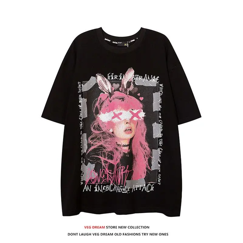 Yabi style dark black design moving like printed men's and women's hip-hop fried street large short pomelo T-shirt trend
Yabi style dark black design moving like printed men's and women's hip-hop fried street large short pomelo T-shirt trend