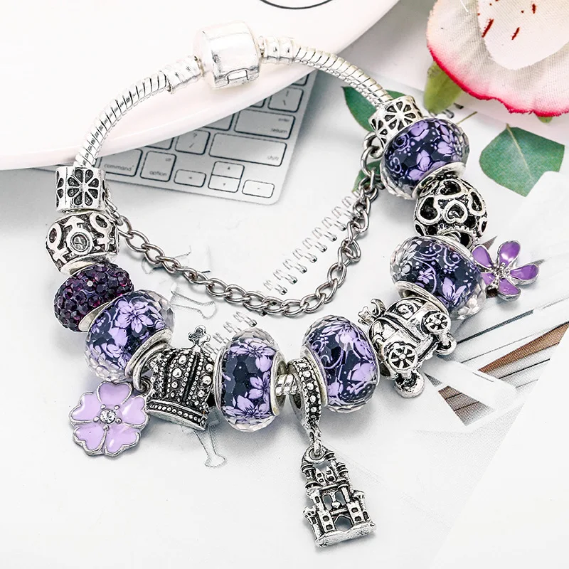 Grier Silver Plated Crown Charm Bracelet with Heart Pendant & Eiffel Tower Charm Pink Murano Glass Beads Friendship Bracelet
Grier Silver Plated Crown Charm Bracelet with Heart Pendant & Eiffel Tower Charm Pink Murano Glass Beads Friendship Bracelet