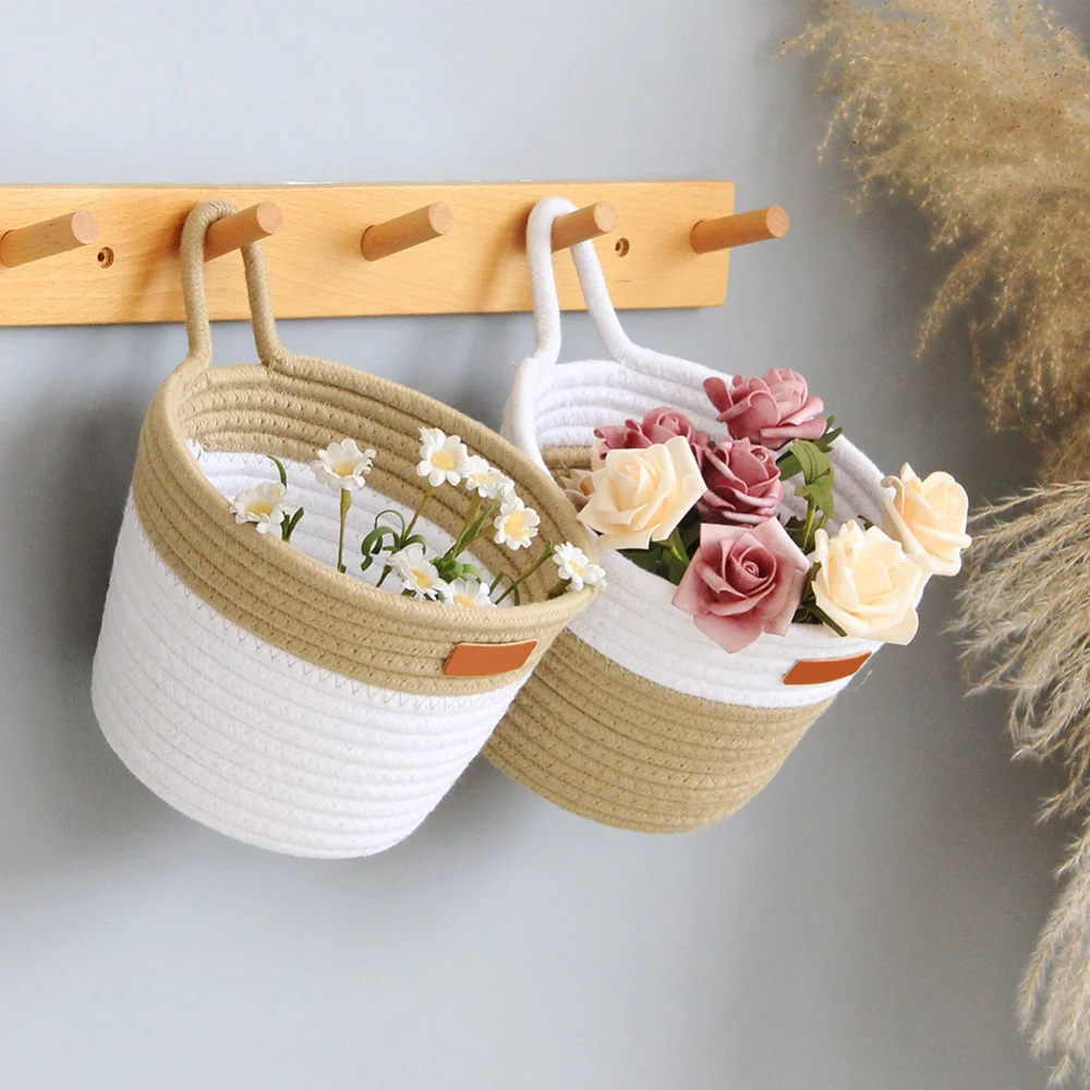 Simple Cotton Rope Basket Desktop Storage Box Wall Basket Decor Kitchen Organizers Hanging Basket Wall Mounted Fruit Basket
Simple Cotton Rope Basket Desktop Storage Box Wall Basket Decor Kitchen Organizers Hanging Basket Wall Mounted Fruit Basket