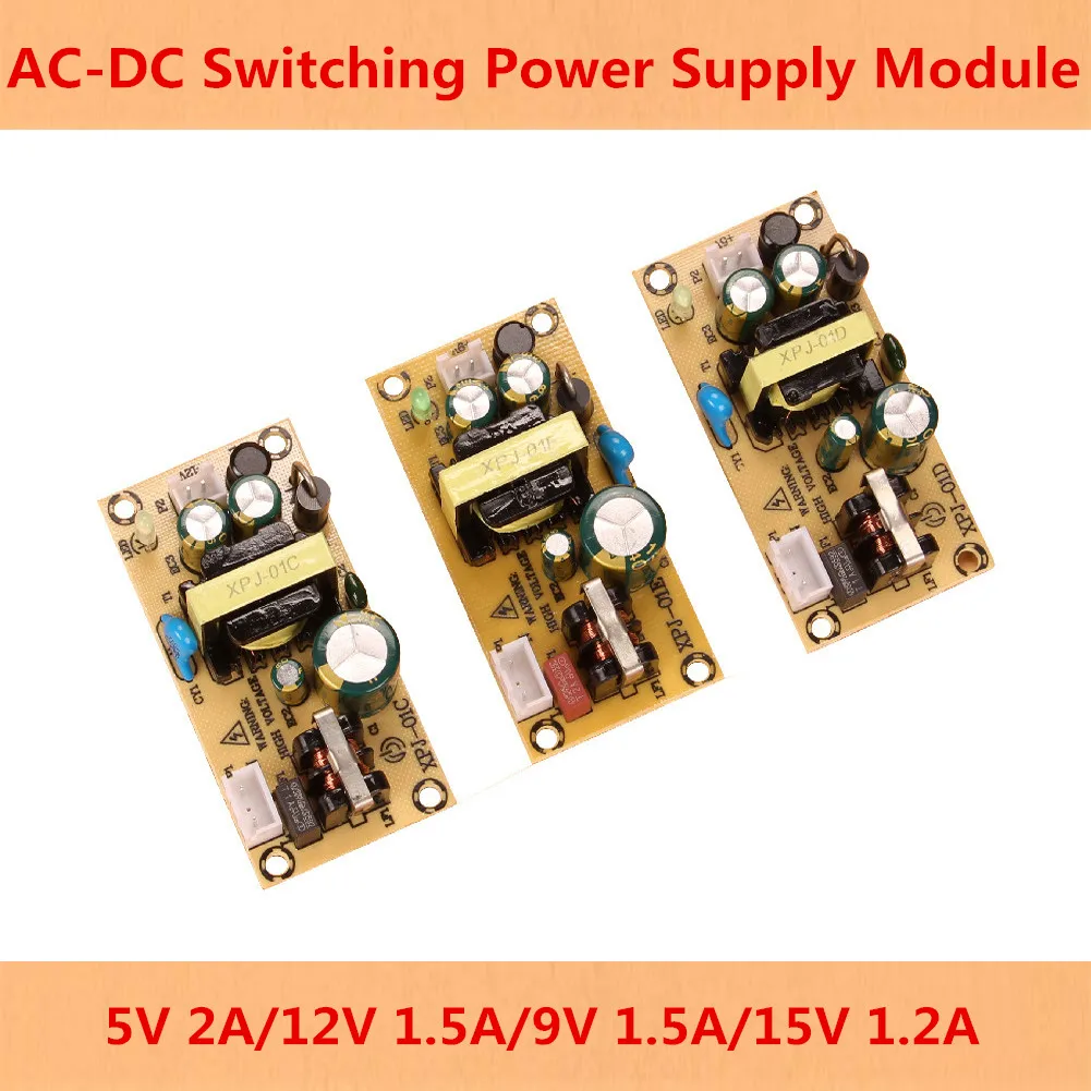 

AC-DC 2A 1.5A 1.2A Switching Power Supply Module Bare Circuit AC 100-240V to 5V 9V 12V 15V Board Regulator for Repair