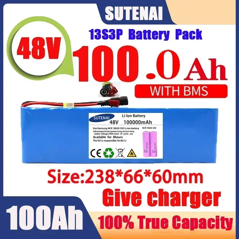 New 48V 120000mAh 1000w 13S3P 48V Lithium ion Battery Pack 120Ah For 54.6v E-bike Electric bicycle Scooter with BMS+charger
New 48V 120000mAh 1000w 13S3P 48V Lithium ion Battery Pack 120Ah For 54.6v E-bike Electric bicycle Scooter with BMS+charger