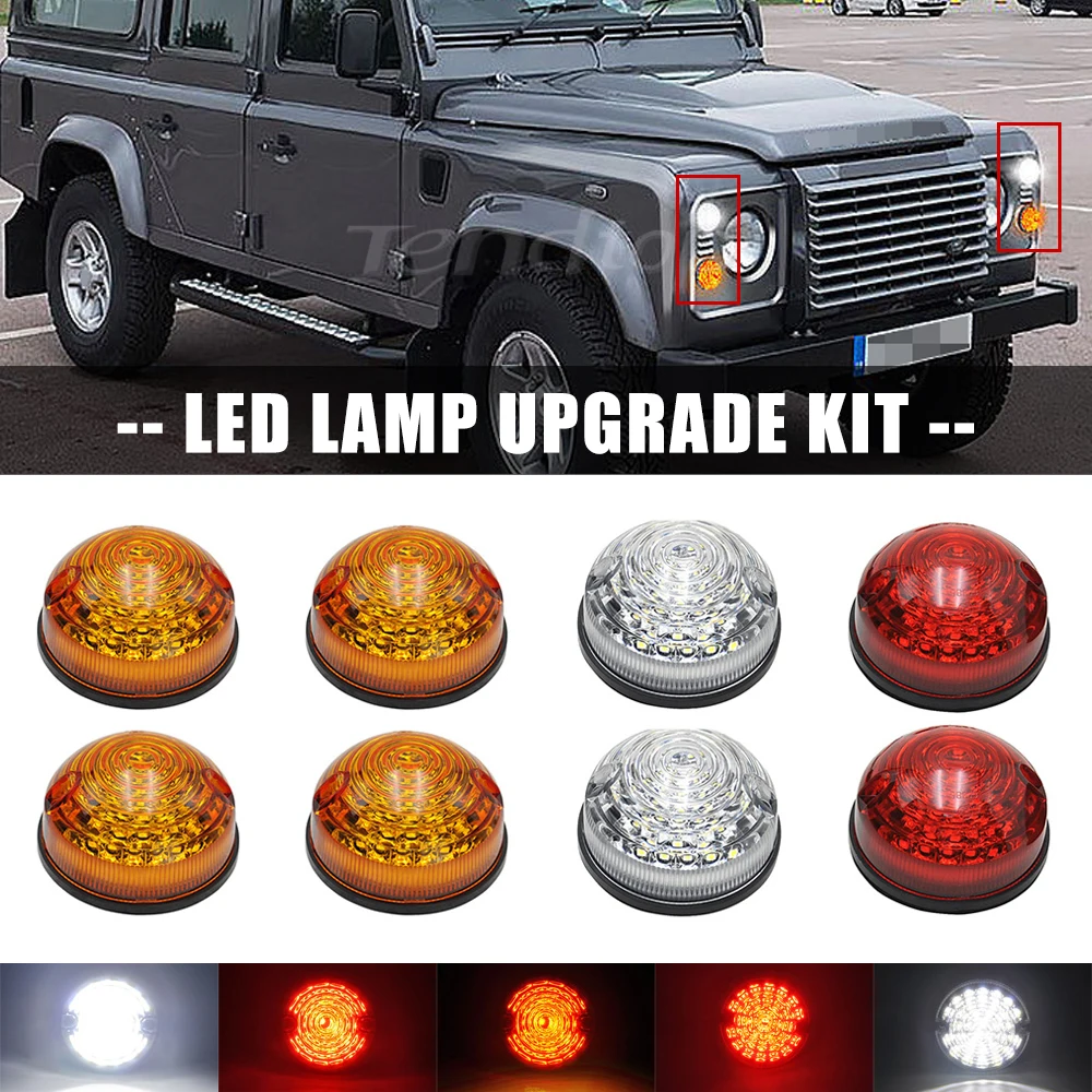 

10Pcs For Land Rover Defender 1990-201 Complete Led Lamp Upgrade Kits White Red Amber Stop Brake Side Marker Position Lights