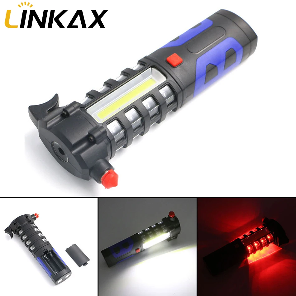 

Multipurpose Car Vehicle Magnetic LED Flashlight Safety Escape Rescue Window Breaker Emergency Hammer Tool Magnet COB Torch