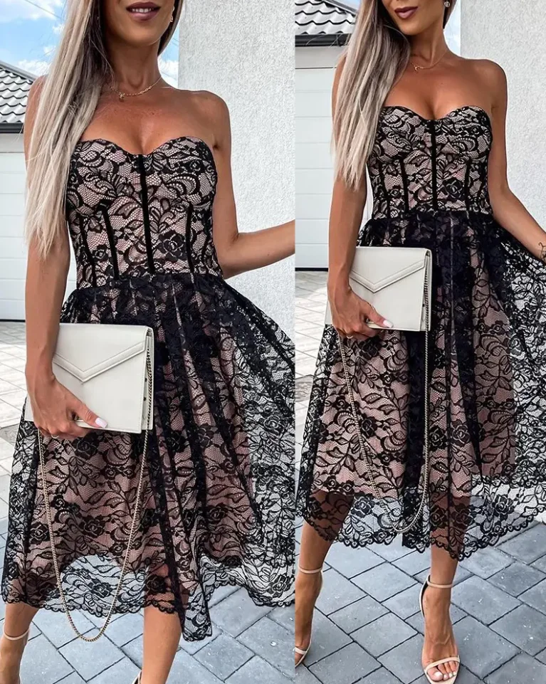 2022 New Summer Sexy Off Shoulder Strapless Bra Lace Skirt Big Swing Dress for Women Elegant Evening Dresses
2022 New Summer Sexy Off Shoulder Strapless Bra Lace Skirt Big Swing Dress for Women Elegant Evening Dresses