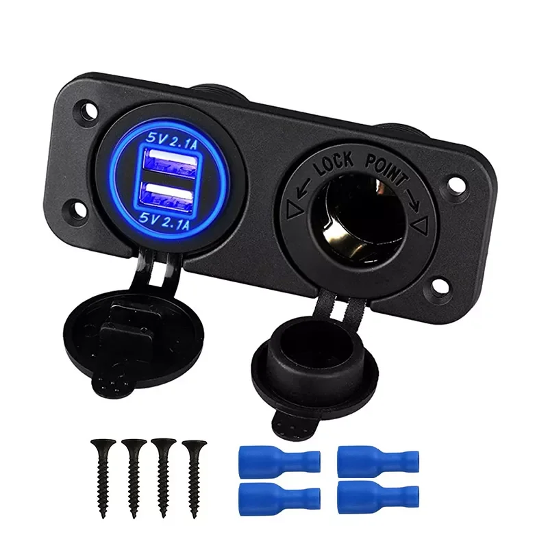 Marine USB Outlet Socket Panel 2 in 1 Cigarette Lighter Socket 4.2A Dual USB Ports Waterproof Charger for Car Motorcycle ATV
Marine USB Outlet Socket Panel 2 in 1 Cigarette Lighter Socket 4.2A Dual USB Ports Waterproof Charger for Car Motorcycle ATV