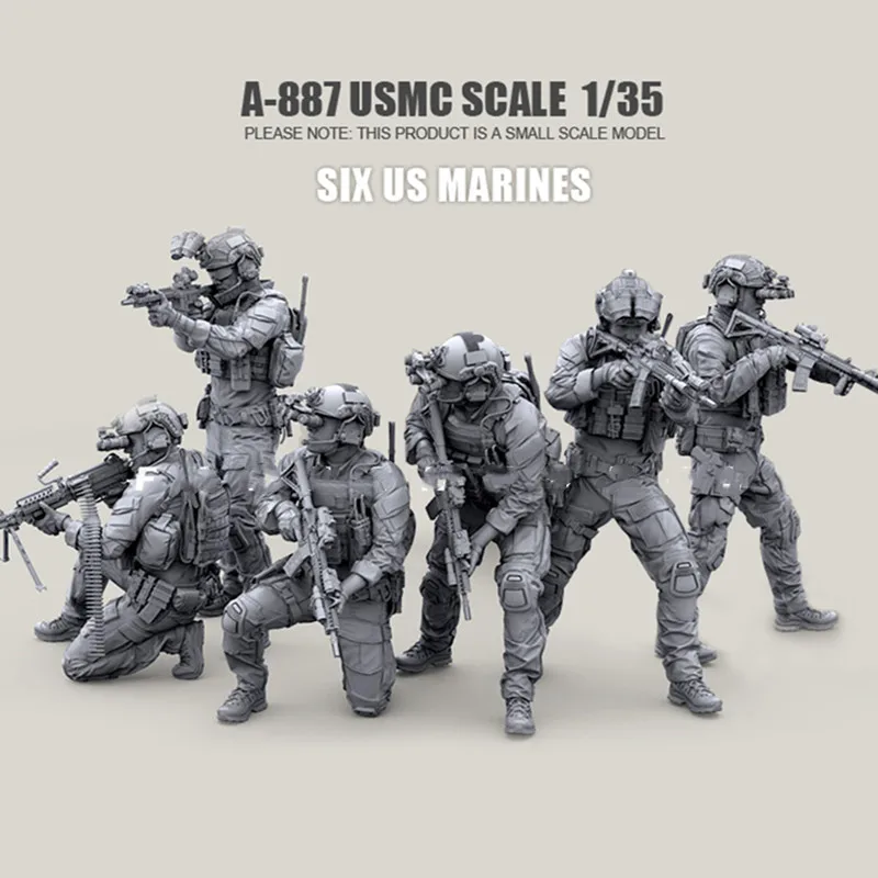 NX 1/35 U.S. Marine Corps 6-person Suit Resin Figure Model Kit Tumei Colorless Self-assembly Resin Doll Soldier Movable Figure
NX 1/35 U.S. Marine Corps 6-person Suit Resin Figure Model Kit Tumei Colorless Self-assembly Resin Doll Soldier Movable Figure