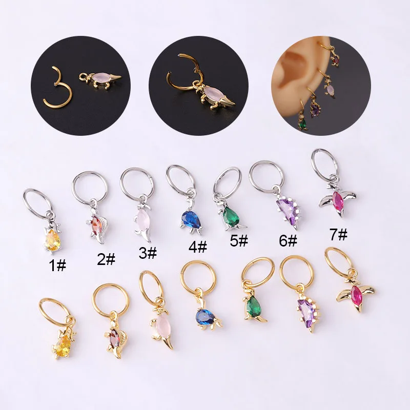1Pc Colorful Zircon Dinosaur Dangle Earrings for Women Fashion Jewelry Stainless Steel Round Cartilage Piercing Earring Gift
1Pc Colorful Zircon Dinosaur Dangle Earrings for Women Fashion Jewelry Stainless Steel Round Cartilage Piercing Earring Gift