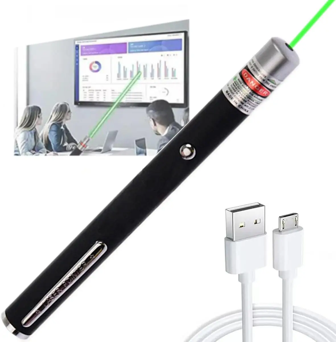 

High Powerful USB Green Laser Torch Pointer 201 5MW 532nm Continuous Line Red dot Laser View 10000m For Hunting