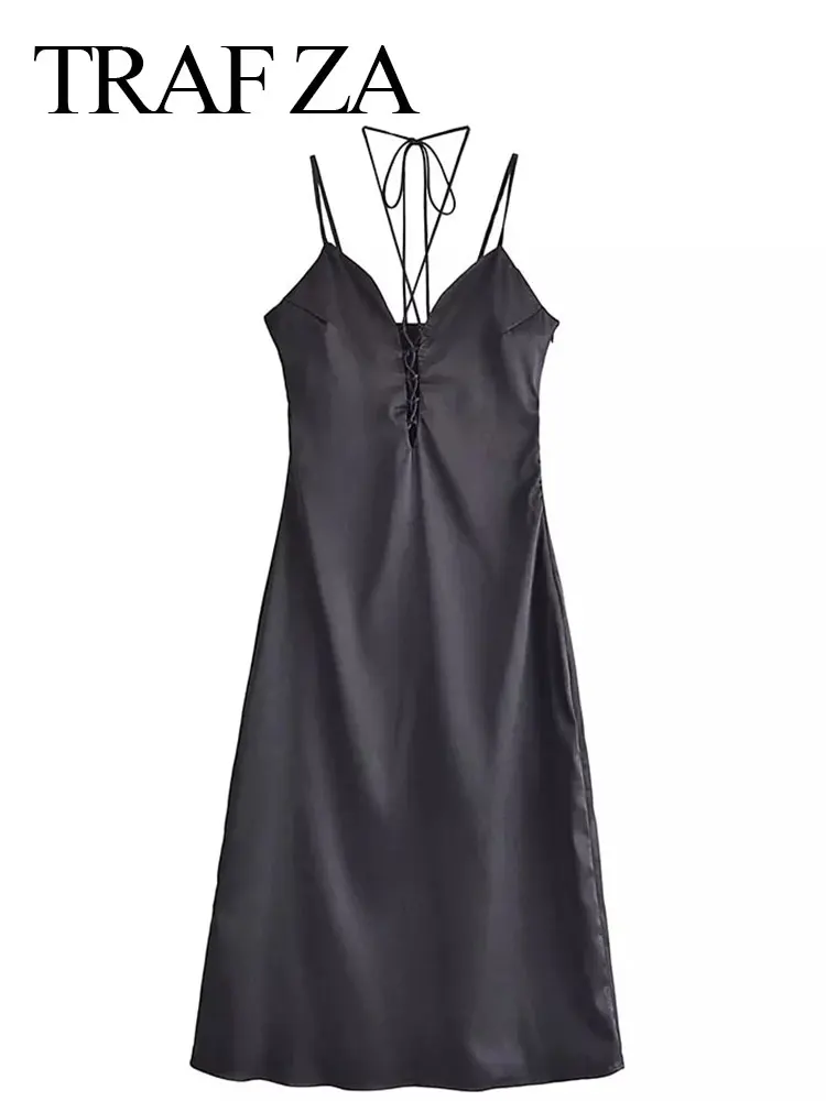 TRAF ZA Womens Strap Halterneck Sexy Dress Simple Solid Slim Sleeveless Side Zipper Midi Skirt Fashion Lady Vintage Party Dress
TRAF ZA Womens Strap Halterneck Sexy Dress Simple Solid Slim Sleeveless Side Zipper Midi Skirt Fashion Lady Vintage Party Dress